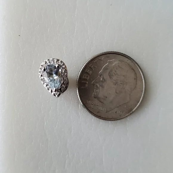Aquamarine Gemstone and Diamond Accent Sterling Silver Stud Earrings - Picture 7 of 7
